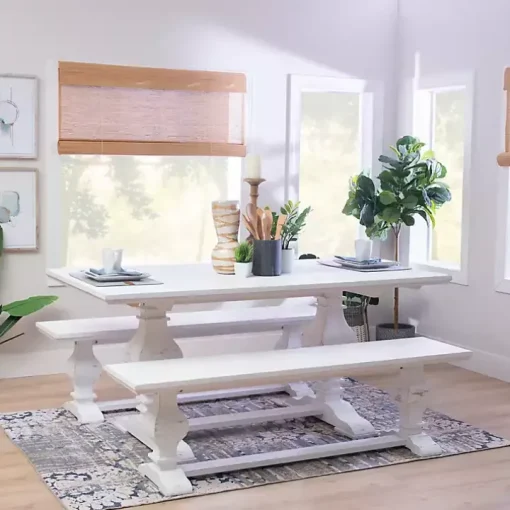 White Wood Pedestal Dining Table