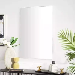 White Wood Rectangular Wall Mirror, 24x36 in.