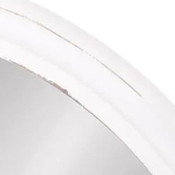 White Wood Round Mansel Mirror