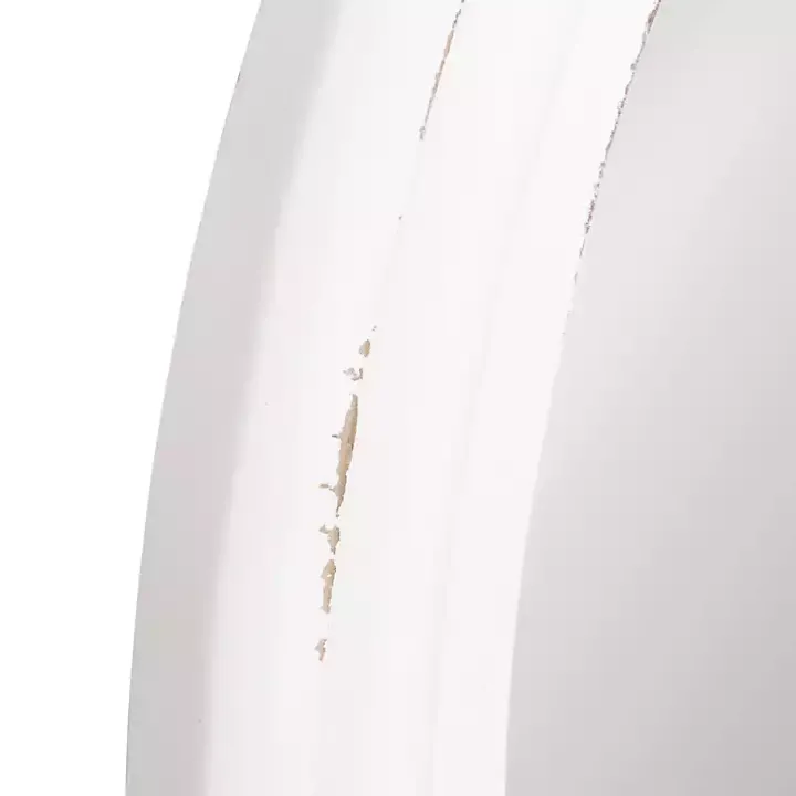 White Wood Round Mansel Mirror