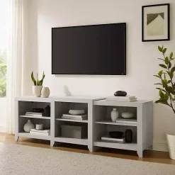 White Wood 6-Shelf Media Cabinet