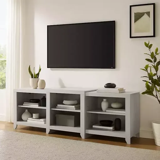 White Wood 6-Shelf Media Cabinet