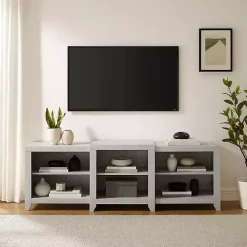 White Wood 6-Shelf Media Cabinet