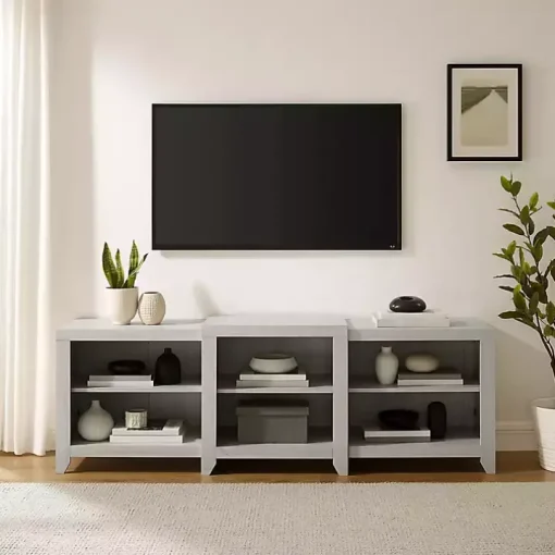 White Wood 6-Shelf Media Cabinet