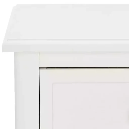 White Wood Side Table with Baskets