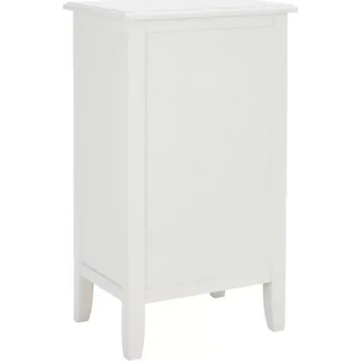 White Wood Side Table with Baskets