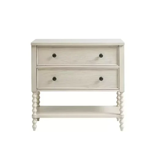 White Wood Turned Legs 2-Drawer Chest