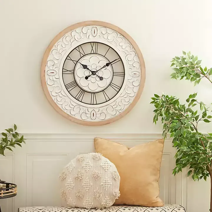 White Wood Vintage Farmhouse Clock