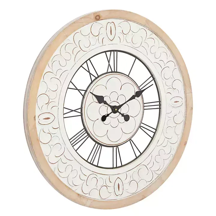 White Wood Vintage Farmhouse Clock