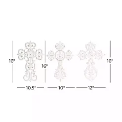 White Wood Wall Cross Wall Plaques, Set of 3