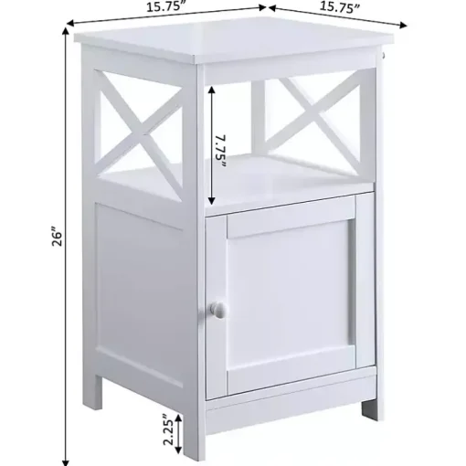 White Wood X Sides Storage Accent Table