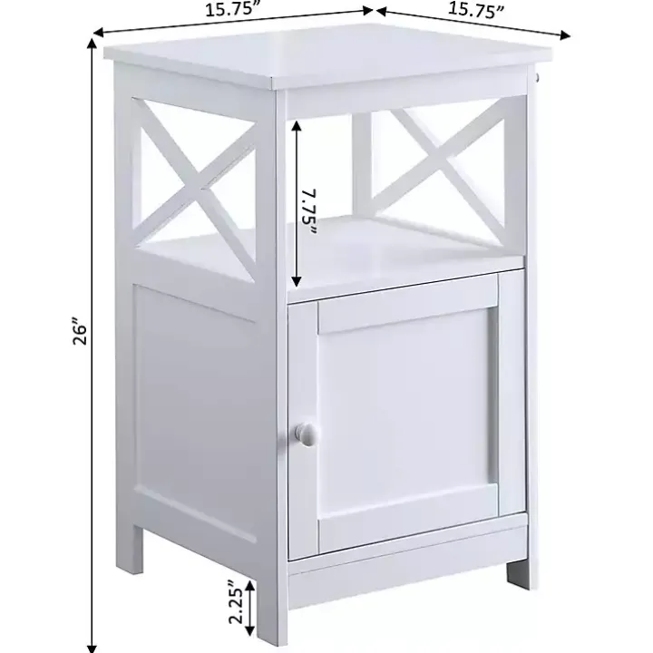 White Wood X Sides Storage Accent Table