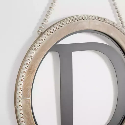 Whitewash Bead Trim Monogram D Plaque