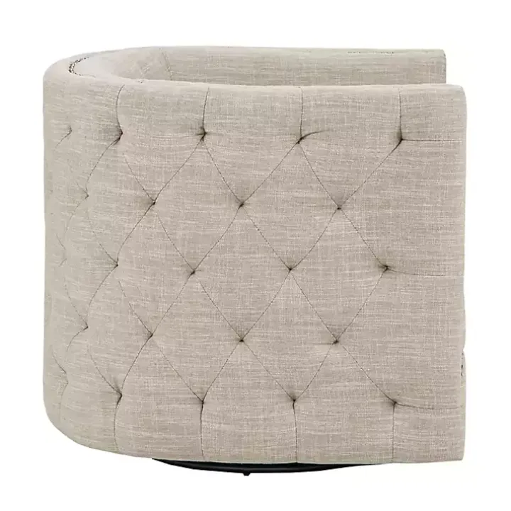 Wilson Tufted Taupe Swivel Accent Chair