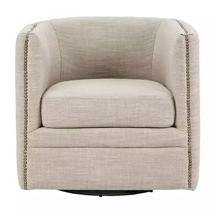 Wilson Tufted Taupe Swivel Accent Chair