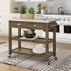 Wire Brush Sonoma Drop Leaf Kitchen Island