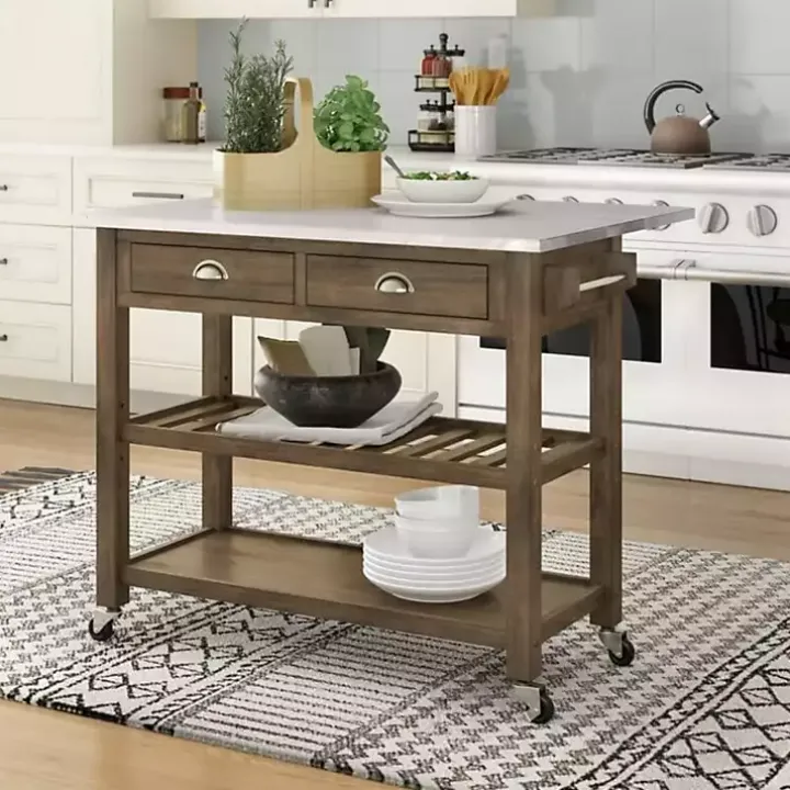Wire Brush Sonoma Drop Leaf Kitchen Island