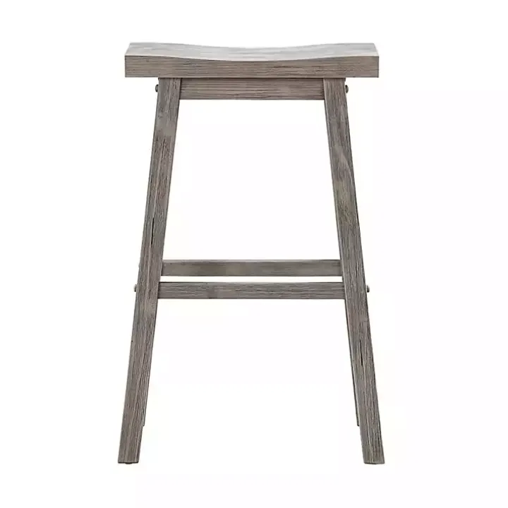 Wire Brushed Gray Saddle Wood Bar Stool