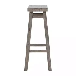 Wire Brushed Gray Saddle Wood Bar Stool