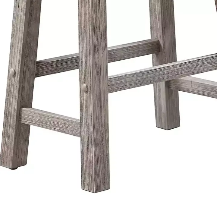 Wire Brushed Gray Saddle Wood Bar Stool