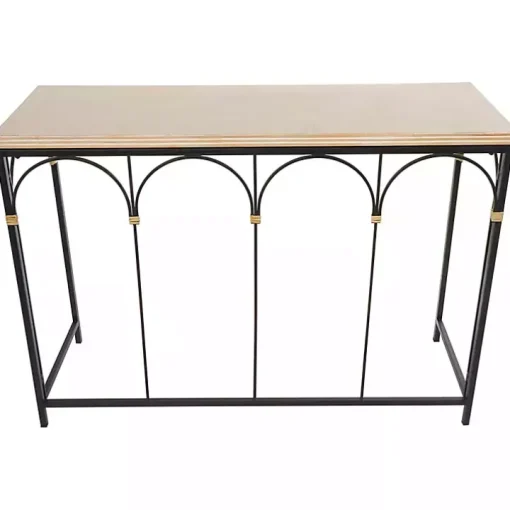 Wood and Metal Arches Console Table