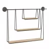 Wood and Metal Three-Tier Side Modern Wall Shelf