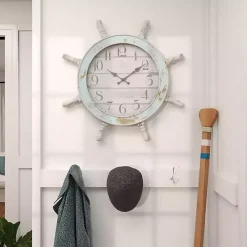 Wood Ship Wheel Wall Clock