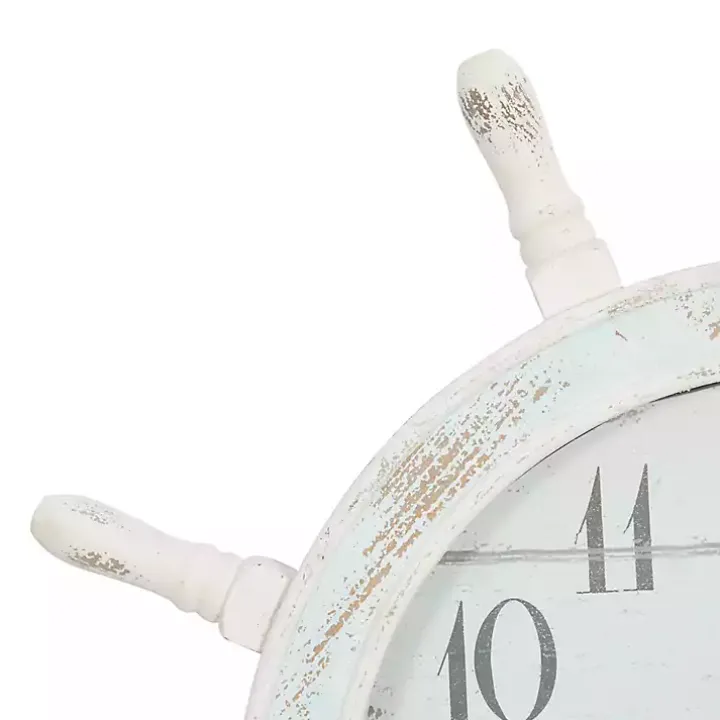 Wood Ship Wheel Wall Clock