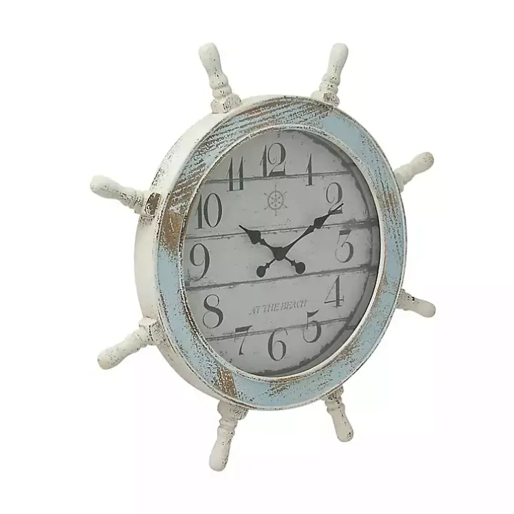 Wood Ship Wheel Wall Clock