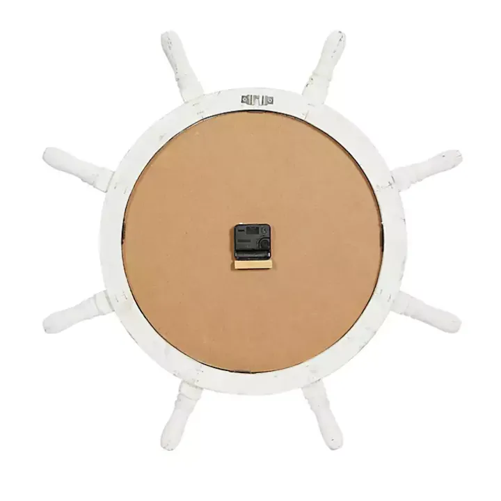 Wood Ship Wheel Wall Clock