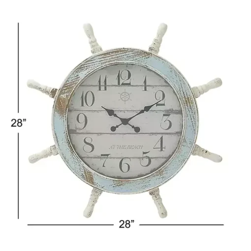 Wood Ship Wheel Wall Clock