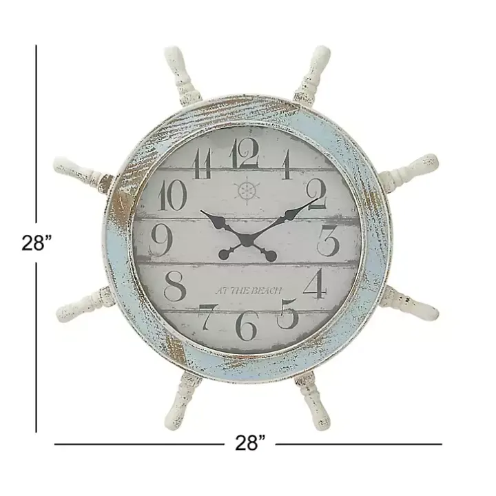 Wood Ship Wheel Wall Clock