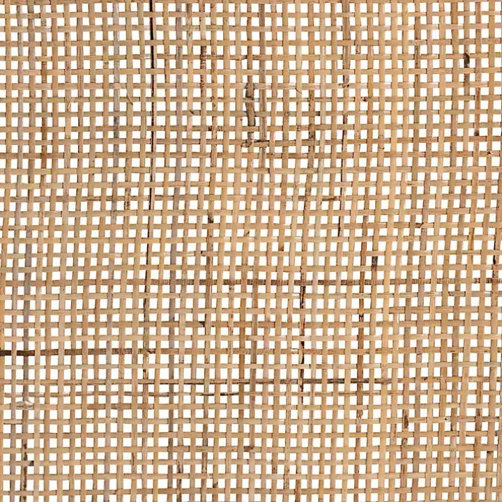 Woven Rattan and Mahogany Wood Nightstand