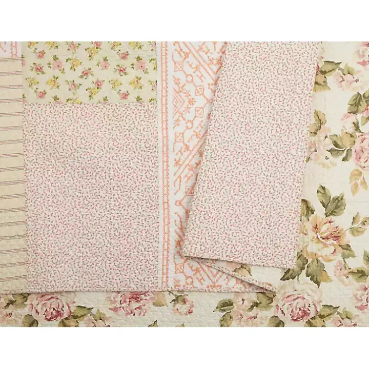 Yellow and Pink Patchwork Blooms Full/Queen Quilt