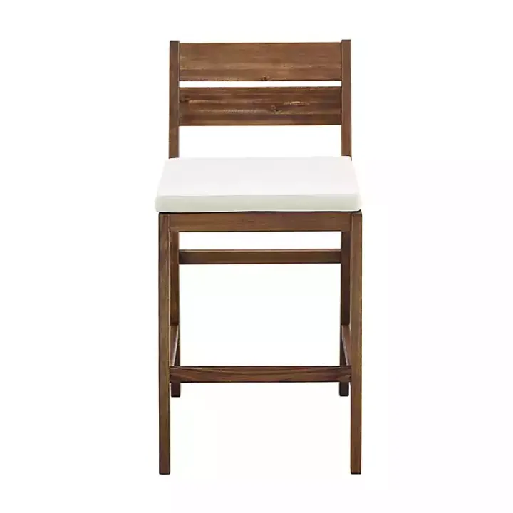 Acacia Slat Back Outdoor Counter Stools, Set of 2