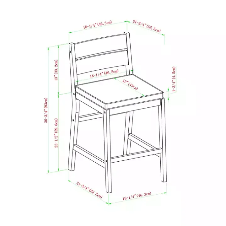 Acacia Slat Back Outdoor Counter Stools, Set of 2