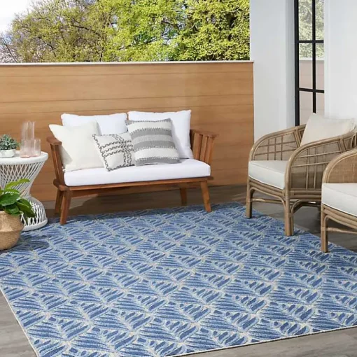 Aloha Blue Botanical Indoor/Outdoor Rug, 7x10