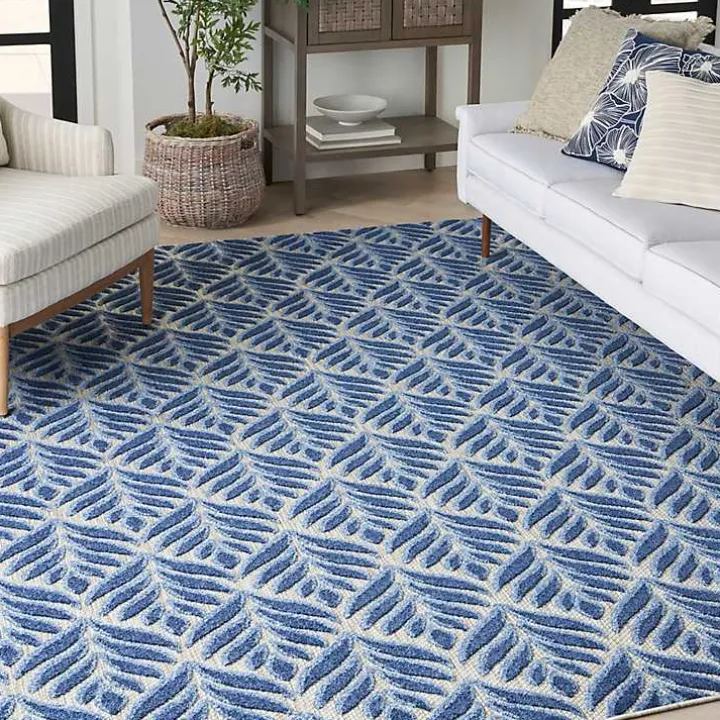 Aloha Blue Botanical Indoor/Outdoor Rug, 5x7
