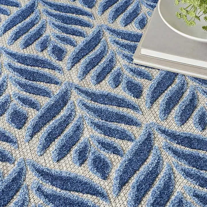 Aloha Blue Botanical Indoor/Outdoor Rug, 3x5