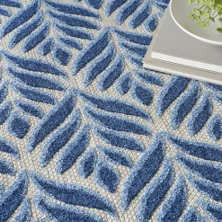 Aloha Blue Botanical Indoor/Outdoor Rug, 7x10