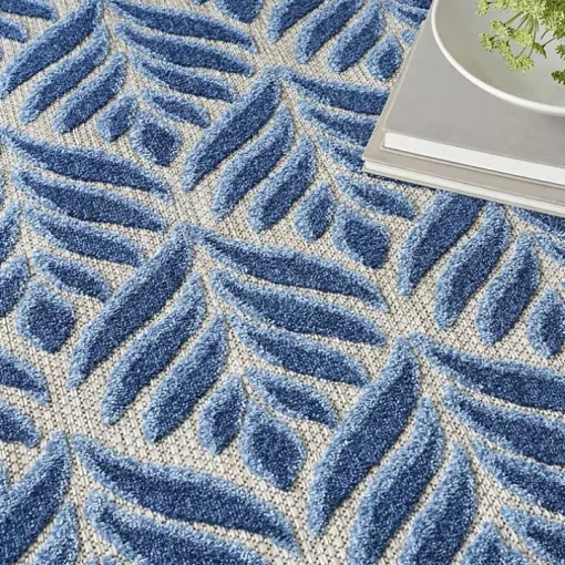 Aloha Blue Botanical Indoor/Outdoor Rug, 7x10