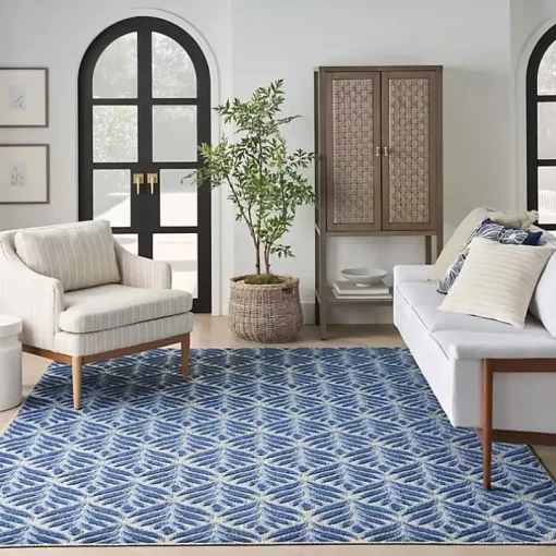 Aloha Blue Botanical Indoor/Outdoor Rug, 7x10