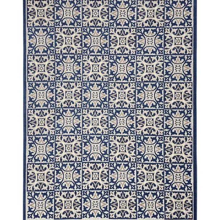 Aloha Blue Geometric Indoor/Outdoor Area Rug, 5x7