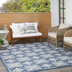Aloha Blue Geometric Indoor/Outdoor Area Rug, 5x7