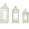 Antique Cream Metal Lanterns, Set of 3