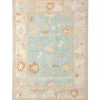 Aqua and Beige Bohemian Area Rug, 5x8