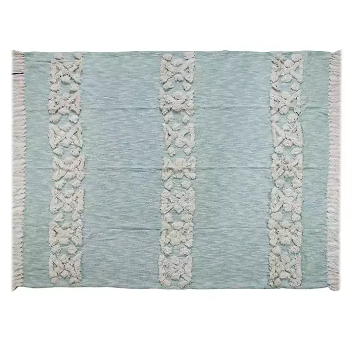 Aqua Blue Aztec Fringe Throw