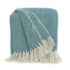 Aqua Chevron Cotton Handloomed Tassel Throw
