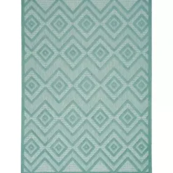 Aqua Flatweave Diamond Outdoor Area Rug