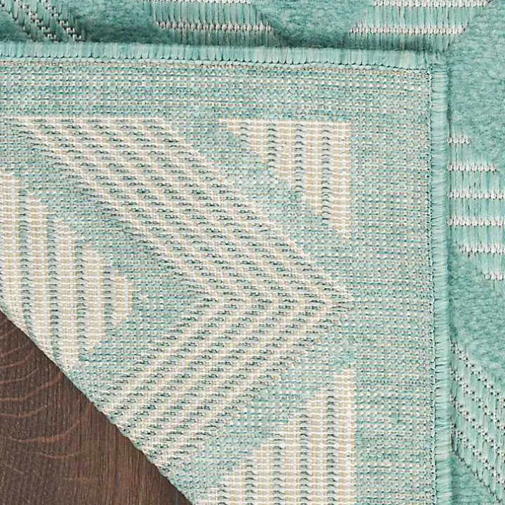 Aqua Flatweave Diamond Outdoor Area Rug